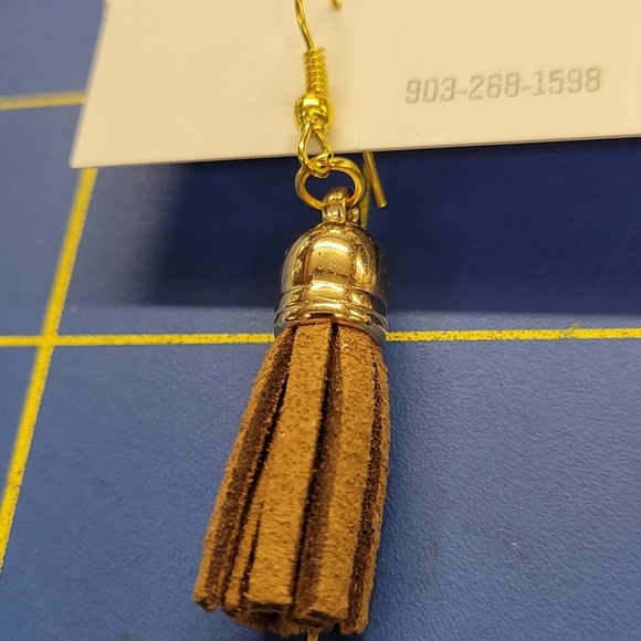 Pleather Tassel 1.25" Earrings - Picture 2 of 2